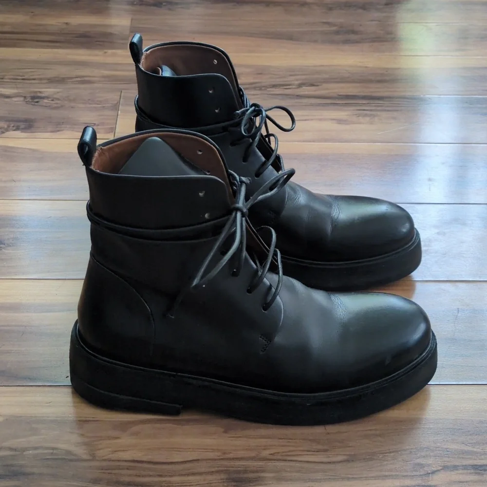 Marsèll Black Leather Combat Boots - Picture 4 of 7